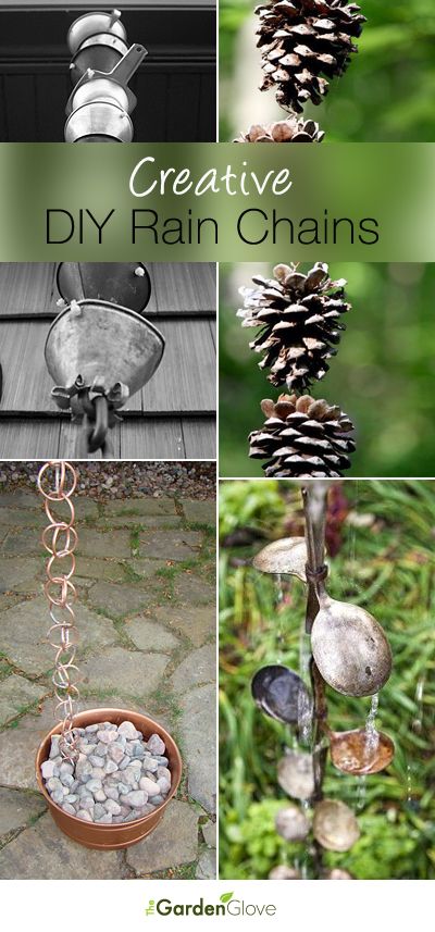 DIY Rain Chains • Lots of Ideas & Tutorials • Make your own rain chain! I like the spoons! Chain Projects, Chain Ideas, Rain Chains, Rain Chain, Things To Make, Garden Crafts, Shade Garden, Outdoor Projects, Permaculture