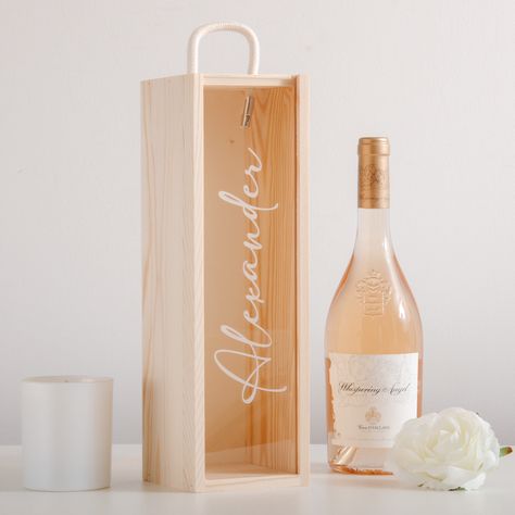 If you are looking for a present to mark a birthday or any other special occasion why not personalise a box and then add the bottle of your choice? This wooden bottle box is engraved with a name on the box. Designed to fit a standard bottle of wine, Prosecco or champagne with a maximum size 90 x 330mm. Champagne Box, Wood Wine Box, Stag Design, Personalised Bottle, Laser Cut Box, Wine Gift Set, Landscape Orientation, Bottle Box, Personalized Bottles