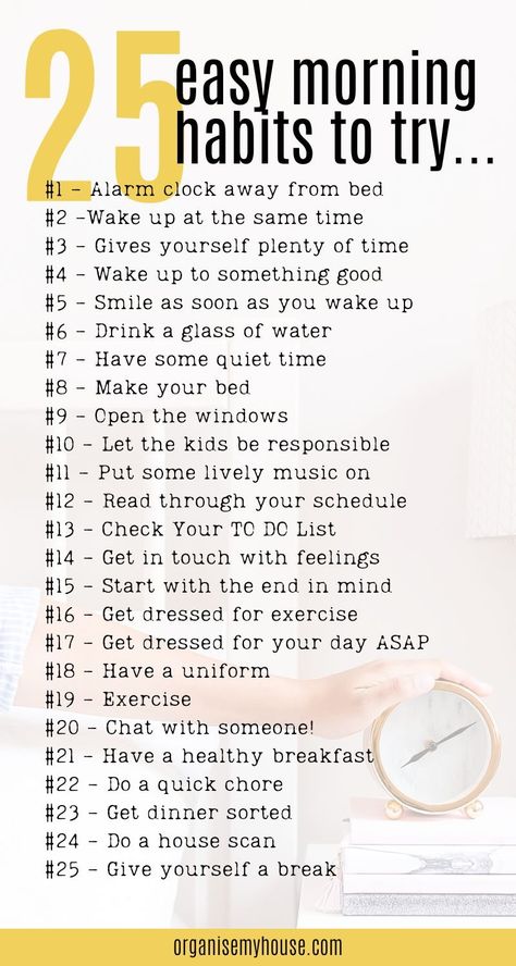 These are fantastic ideas for good morning habits that I can start to add to my daily routine. I'm sure they'll help me because I'm trying to adopt more healthy habits - like all those successful people are always saying is key. I particularly like number 3 - and I think it may change your life too when you get into adding them to every day life. There's a free printable of all the habits to try out - so I can add it to my planner and try adding a new one in every week or so. Grab your copy ... Daily Routine Planner Free Printable, Daily Healthy Routine, Getting My Life Together List, Weekly Habits, Habits For A Better Life, Easy Morning Routine, Morning Hacks, Daily Routine Planner, Morning Routine Checklist