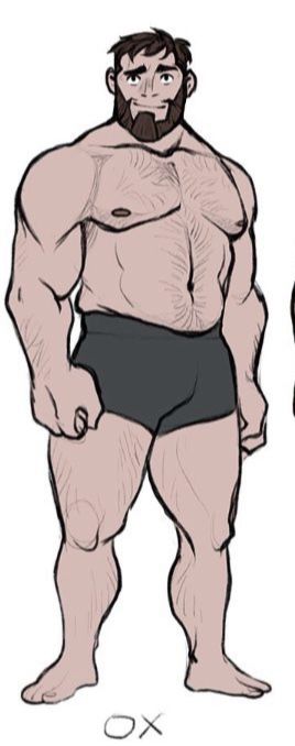 Cartoon Muscle Man, Strong Man Reference, Buff Character Design, Buff Man Drawing Reference, Chubby Male Body Reference, Fat Man Drawing, Chubby Guy Drawing, Daddy Chill, Drawn People