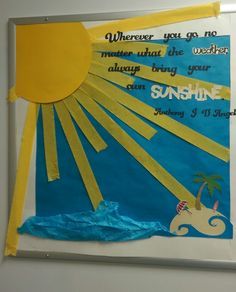 Sun Bulletin Boards, August Bulletin Board Ideas, Relief Society Bulletin Board, Summer Bulletin Boards For Daycare, August Bulletin Board, August Bulletin Boards, Christian Bulletin Boards, Work Bulletin Boards, Summer Bulletin Boards