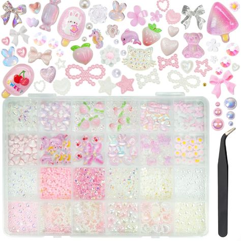 PRICES MAY VARY. 【New Fashion Cute Nail Charms Kit】qiipii 2024 Spring Newest Arrival Large set of multi shapes nail art accessories, featuring the latest and most fashionable designs. It has a 3D shape and a fresh cute style. Including Cute Animals, Bows, Hearts, Stars, Flowers, Fruits, Pearls, etc. These nail charms are crafted from high-quality resin material, resulting in a more unique and aesthetically pleasing design that can be created with just one purchase. 【Well-matched with Your Cute N Cute Nail Charms, Charm Nail Designs, Nail Journey, Star Y2k, Y2k Nail, Makeup Crafts, Diy Kandi Bracelets, Confetti Nails, Flower Fruit