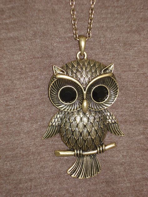 I love owl stuff. I don't know why but it reminds me of my cat, Daisy. Maybe because she had big eyes and little pointy ears, Lol. Owl Accessories, Shirt Patterns, Owl Fashion, Class Rings, Fashion Journal, Owl Necklace, Jewelry Store, Turquoise Jewelry, Owls