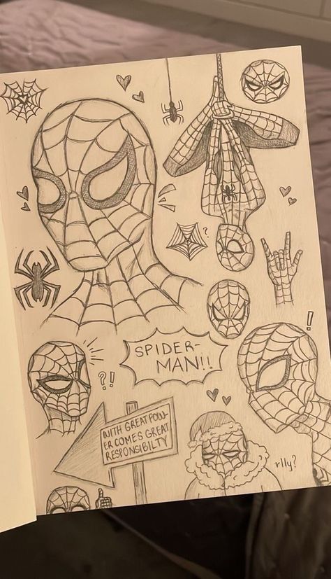 Spiderman Drawings, Books Drawing, Easy Graffiti Drawings, Aesthetic Drawings, Spiderman Drawing, Prettiest Celebrities, Spiderman Art Sketch, Easy Doodle, Easy Doodles Drawings