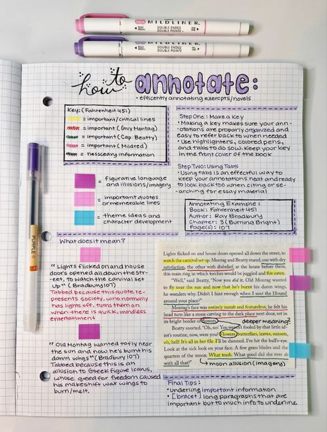 Book Annotation Tips, Studie Hacks, Notes School, English Notes, Organizator Grafic, Note Taking Tips, High School Organization, School Study Ideas, Exam Study Tips