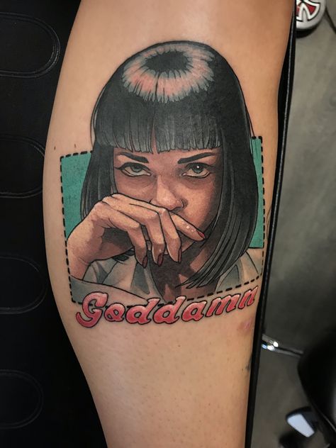 Mrs. Mia Wallace by Miles Kanne @ Steveston Tattoo Company Richmond BC Pulp Fiction Tattoo, Skin Color Tattoos, Geniale Tattoos, World Tattoo, Pin Up Tattoos, 1 Tattoo, Tattoos Gallery, Dope Tattoos, Creative Tattoos