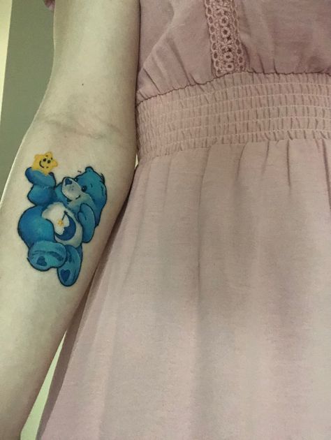 Bedtime Bear Tattoo, Care Bear Tattoo, Care Bear Heart, Care Bear Tattoos, Bedtime Bear, Tattoo Care, Cute Tiny Tattoos, Bear Tattoo, Beard Tattoo