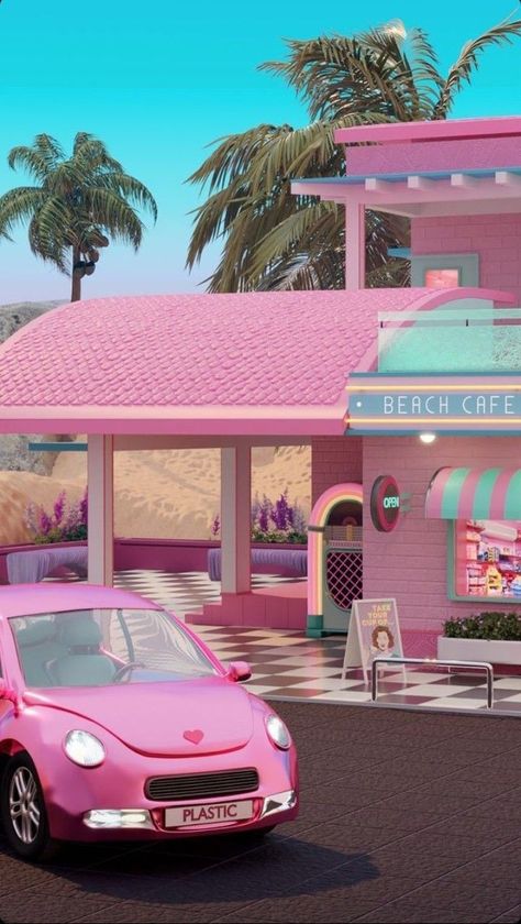 Barbie Background, Pink Bg, Barbie Wallpaper, Barbie Land, Barbie Car, Barbie Room, Pink Wallpaper Girly, Barbie Theme, Scenery Background