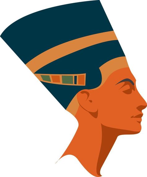 Nefertiti, illustration, vector on white background. Nefertiti Illustration, Background Background, Background White, Environment Design, Illustration Vector, White Background, Vector Free, Royalty, Royalty Free