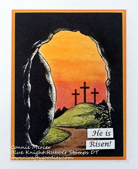 crafty goodies: He Is Risen by Blue Knight Rubber Stamps~ Christian Easter Art Projects, He Is Risen Painting, Easter Paintings On Canvas, Easter Painting Ideas, Christian Easter Art, Cross Art Painting, Christian Art Painting, Easter Art Project, Cross Painting