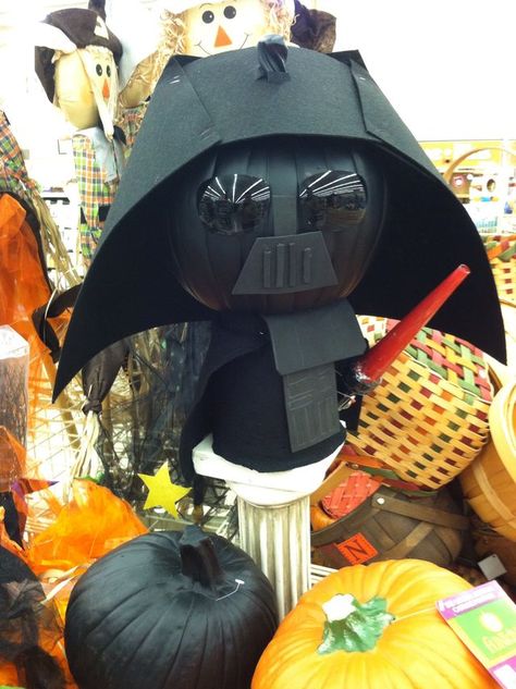 Darth Vader Pumpkin Painting, Darth Vader Pumpkin, Star Wars Pumpkin, Storybook Pumpkin, Book Pumpkins, Decorated Pumpkin, Pumpkin Idea, Pumpkin Paint, Creative Pumpkin Decorating