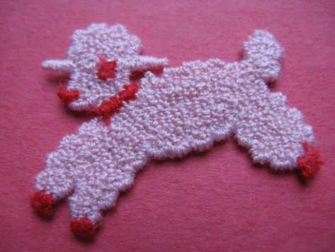 1950s pink lamb patch nursery appliqué trim novelty pink sheep pink poodle NOS Garden Scrapbook, Fox Tail Keychain, Vintage Lamb, Scrapbook Project, Pink Sheep, Crochet Sheep, Bridge City, Nostalgic Images, Pink Poodle