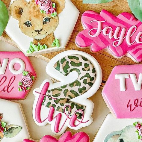 TWO•WILD • • #twowildcookies #twowild #twowildbirthday #twowildbirthdayparty #animalparty #birthdayparty #girlycookies #girlyparty ... | Instagram Two Wild Birthday Party Girl Cupcakes, 2 Wild Birthday Party Girl Cake, Two Wild Cake Pops, Two Wild Cookies Girl, Born Two Be Wild Birthday Girl, Two Wild Birthday Party Girl, Two Wild Cakes, Two Wild Party, Born Two Be Wild