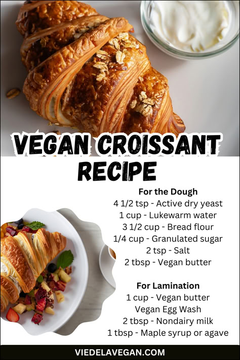 VEGAN CROISSANT RECIPE Vegan Breakfast Pastry, Vegan Croissant Recipe, Vegan French Recipes, Vegan Croissant, Vegan Croissants, Crossiant Recipes, Vegan Pastries, Vegan Pantry, Dairy Allergy