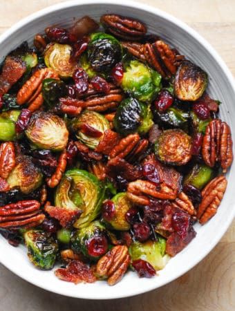 Christmas Brussels, Brussels Sprouts With Bacon, Christmas Side, Crunchy Salad, Sprouts With Bacon, Acorn Squash, Roasted Brussel Sprouts, Toasted Pecans, Thanksgiving Menu