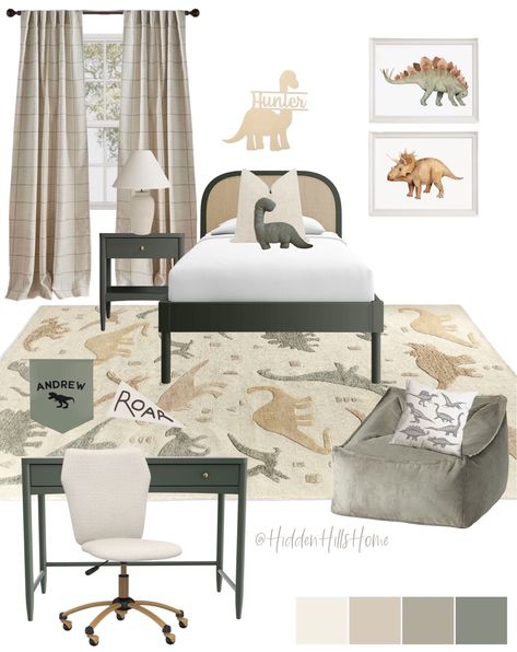 Dinosaur Bedroom Ideas For Boys, Big Boy Dinosaur Bedroom, Vintage Dinosaur Room, Dinosaur Bedroom Toddler, Green Dinosaur Room, Toddler Dinosaur Bedroom, Dino Room Kids Boys, Toddler Room Design Boy, Toddler Boy Room Dinosaur