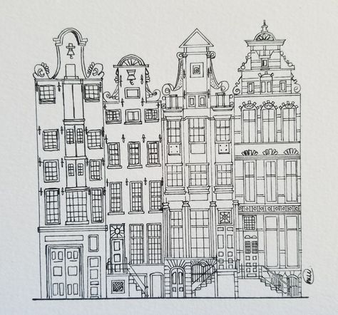 Amsterdam houses #amsterdam #sketch #draw #art #artbynui Amsterdam Skyline Drawing, Amsterdam Line Art, Amsterdam Houses Tattoo, Amsterdam Sketch Drawings, Amsterdam Buildings Drawing, Amsterdam Houses Drawing, Amsterdam House Tattoo, Amsterdam Houses Illustration, Line Art Building