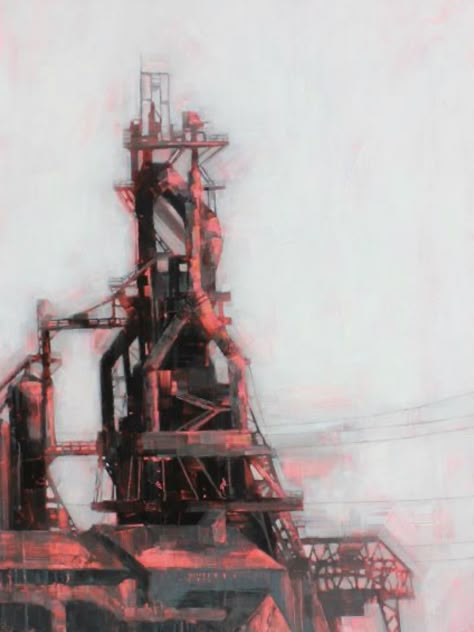 Industrial Art Painting, Industrial Paintings, Urban Painting, Art Alevel, Architecture Painting, Cityscape Painting, A Level Art, Industrial Art, High Art