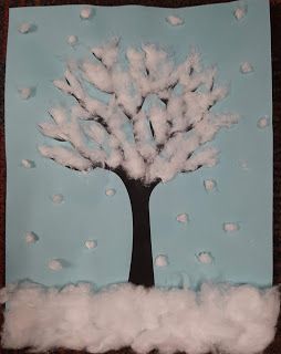 Winter Artwork For Preschoolers, Snowy Tree Craft Preschool, Winter Tree Classroom Decoration, First Day Of Winter Crafts Preschool, Winter Tree Activities For Preschool, Winter Crafts For Classroom, Winter Tree Crafts For Kids, Winter Wonderland Arts And Crafts, Winter Tree Craft Preschool