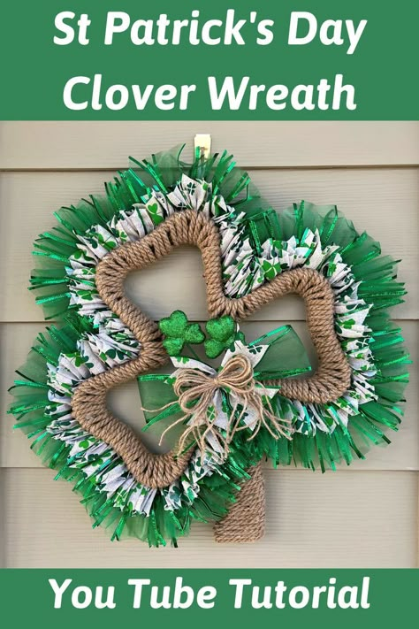 Diy St Patricks Day Wreath, Diy St Patricks Day Decor, Easter Wreath Ideas, Heart Wreath Diy, Diy Easter Wreath, Clover Wreath, St Patricks Decorations, St. Patrick's Day Diy, Wreaths St Patricks