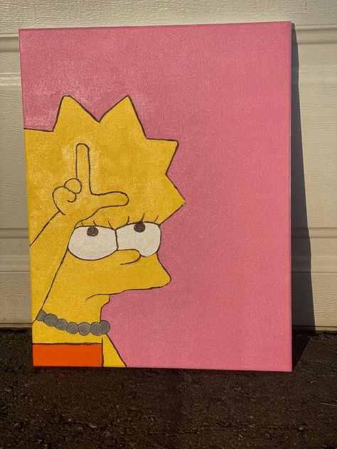 Simpsons canvas art The Simpsons Canvas Painting, Painting Ideas Simpsons, Simpsons Canvas Painting, Simple Art Painting Ideas Canvases, The Simpsons Painting, Painting Simpsons, Girly Paintings, Cross Canvas Art, Canvas Draw