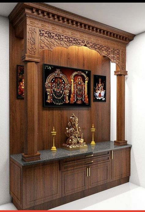 Mandir Design Small, Puja Unit, Wooden Cupboard Design, Pooja Door Design, Gates Design, Wooden Cupboard, Mandir Design, Temple Design For Home, Pooja Mandir