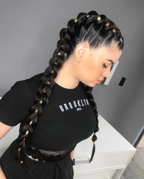 Hairstyles Buns, Two Braid Hairstyles, Rave Hair, Beautiful Braided Hair, Hair Due, Women's Hairstyles, Cornrow Hairstyles, Hairdo For Long Hair, Braids For Long Hair