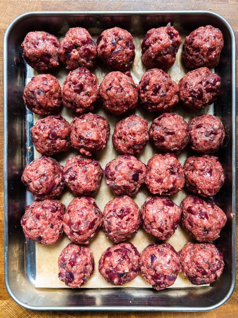 Beef & Liver Meatballs Beef Liver Meatballs, Liver Meatballs, Ground Beef Meatballs, Mini Meatballs, Liver Recipes, Beef Meatballs, Potato Puree, Beef Liver, Chicken Livers