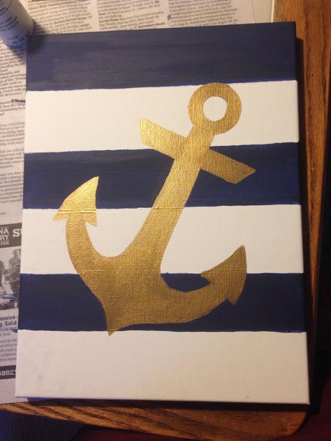 Hand-made gold anchor nautical diy canvas acrylic paint easy Acrylic Paint Easy, Anchor Painting, Child Names, Nautical Diy, Paint Easy, Canvas Diy, Painting Canvases, Cute Canvas Paintings, Easy Canvas Painting