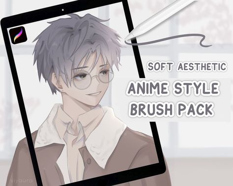 Soft Anime Style Procreate Brush Set - Lineart and Color Brush Pack iPad, Digital Drawing Brush B... Rendering Brush Procreate, Procreate Brushes Free Lineart, Aesthetic Procreate, Anime Procreate, Brush Sketch, Sketch Brush, Oc Creator, Best Procreate Brushes, Shading Brush