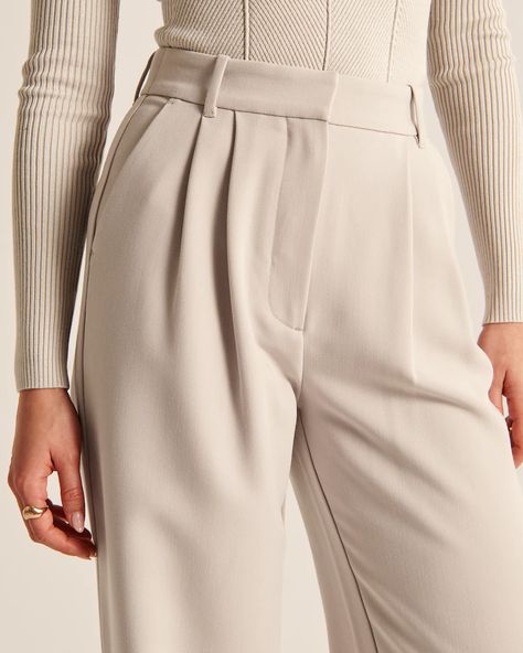 Sloane Tailored Pant, Tailored Pants Women, Light Taupe Color, Black High Waisted Pants, Female Features, Tan Legs, Cream Pants, White Linen Pants, Striped Wide Leg Pants