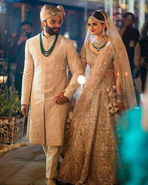 2020's Best Coordinated Wedding Outfits - Couples That Set Goals For Matching Outfits ! - Witty Vows Couple Dress Matching, Wedding Matching Outfits, Indian Groom Dress, Indian Wedding Clothes For Men, Sherwani For Men Wedding, Groom Dress Men, Wedding Outfits For Groom, Indian Groom Wear, Pengantin India