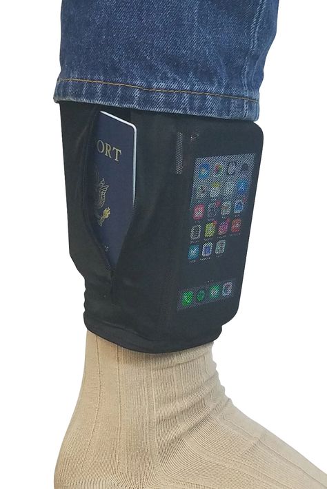 The Leg Stash, with two pockets, keep your valuables and your phone safe and out of sight while keeping your hands free.  The Leg Stash goes on like a sock, nice and stretchy, so it can't ever fall off.  One large 7" x 3.5" zippered pocket keeps your passport, cards and cash safe and hidden.  The other mesh pouch 7"x 4 Cash Safe, Diy Sewing Gifts, Mesh Pouch, Adaptive Clothing, Shoes Hack, Wrist Wallet, Travel Clothes Women, Phone Pouch, Sewing Gifts