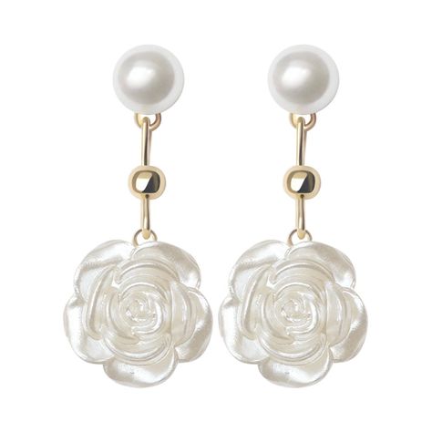 Camellia Flower, Womens Earrings Studs, Birthday Jewelry Gift, Drop Dangle Earrings, Niche Design, Pearl Types, Pearl Earrings Dangle, Pearl Flower, White Acrylic