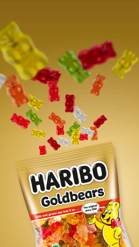 Haribo Advertising, Gummies Product Photography, Haribo Aesthetic, Candy Animation, Haribo Gummies, Candy Advertisement, Candy Advertising, Candy Ads, Jelly Strawberry