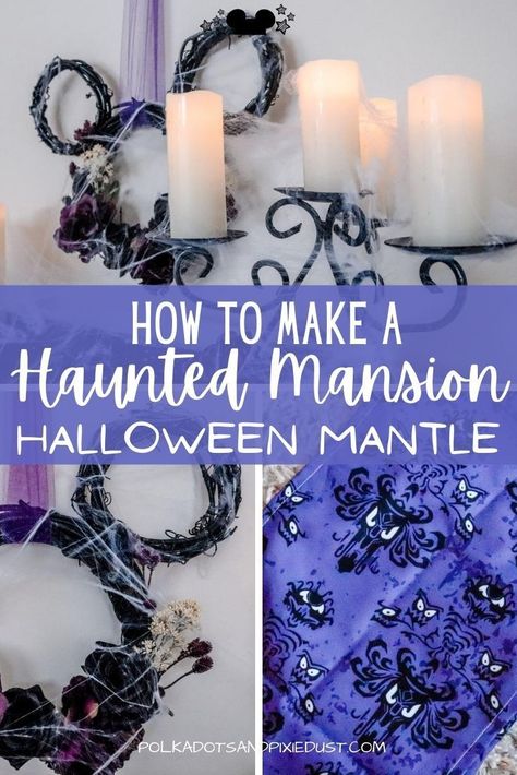 Haunted Mansion Cricut Projects, Haunted Mansion Mantle, Haunted Mansion Themed Halloween Decor, Haunted Mansion Wreath Diy, Disney Halloween Crafts Diy, Haunted Mansion Classroom Door, Haunted Mansion Home Decor, Haunted Mansion Halloween Decorations, Haunted Mansion Halloween Decor Diy