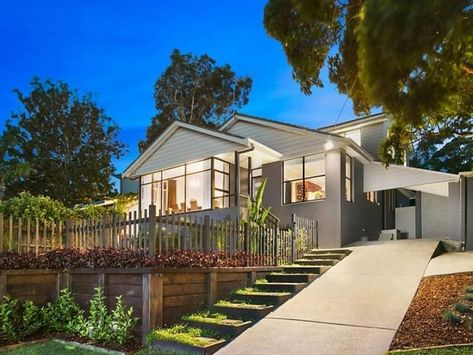 Steep driveway with nature steps beside, making the incline easier ... Steep Driveway Steps, Stairs Next To Driveway, Steep Front Yard Landscaping, Steep Driveway Landscaping, Steep Hill Driveway Ideas, Steep Driveway Ideas, Driveway Steps, Driveway Stairs, Steep Driveway