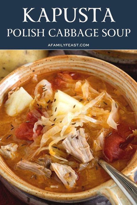 Polish Cabbage Soup, Polish Cabbage, Cabbage Soup Crockpot, Pork Cabbage, Sauerkraut Soup, Pork And Cabbage, Pork Soup, Soup Appetizers, Cabbage Soup Diet