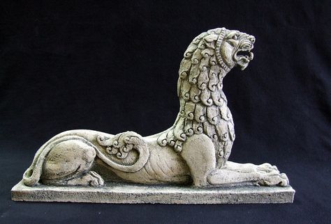 Roman Khalilov, Ukraine.  Ramil on Deviant Art.  Love his work. Stone Lion, Fu Dog, Ancient Statues, Ancient Animals, Ancient Sculpture, Ceramic Figures, Ceramic Animals, Ancient Artifacts, Medieval Art