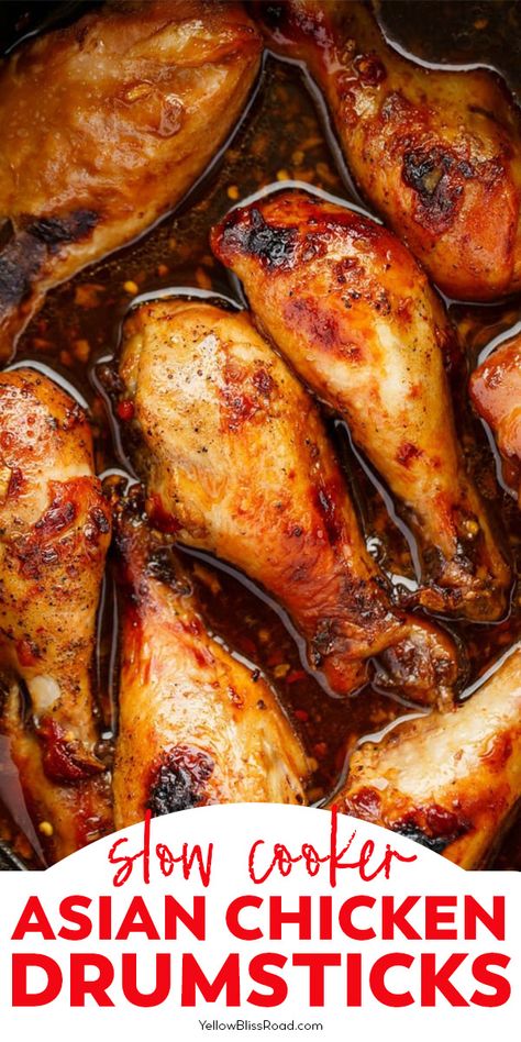 There is nothing like easy slow cooker recipes! These Asian Style Slow Cooker Chicken Legs make the greatest weeknight meal for your family to enjoy! #slowcookerrecipes #weeknightmeals #drumsticks #crockpotdrumsticks Asian Chicken Drumsticks, Slow Cooker Asian Chicken, Meals To Make With Chicken, Easy Meals To Make, Slow Cooker Asian, Chicken Cooker, Chicken Leg Recipes, Chicken Drumstick Recipes, Drumstick Recipes