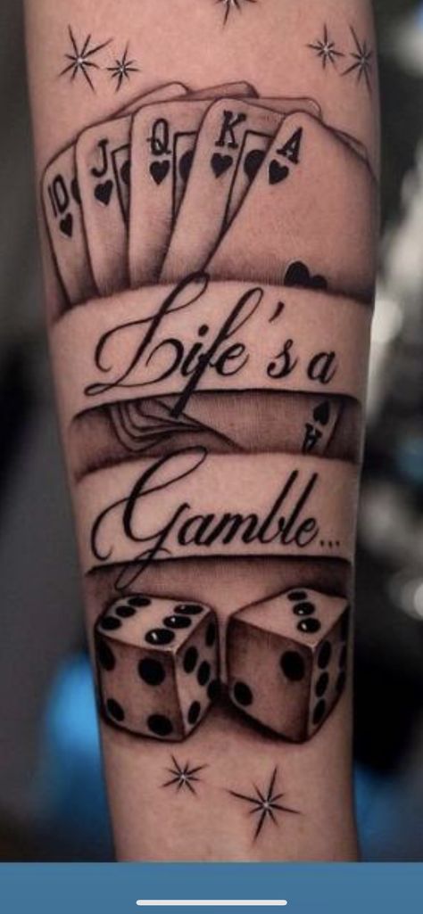 Ace Card Tattoo Design For Women, Card Tattoo Designs For Men, Card Tattoos Women, Playing Cards Tattoo Stencil, Play Your Cards Right Tattoo, Lifes A Gamble Tattoo Forearm, Playing Card Tattoo Ideas Women, Cards Tattoo Women, Money Tattoo Ideas For Women