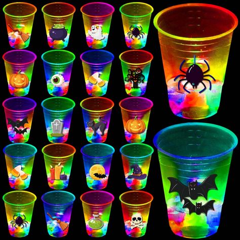 PRICES MAY VARY. Glow Halloween Party Cups: 40 Halloween themed 16oz cups, 40 flashing LED lights, 40 waterproof stickers. Halloween Party Supplies: Halloween themed activities, making your party more attractive, can be applied at your Halloween party, suitable for filling a variety of cold beverage, juice, water, soda, water. Funny Party Decorations: Halloween party cups with 16 different designs that is vivid and rich, complete your Halloween party decoration with those Halloween cups, it will Halloween Party Cups, Disney Villain Party, Halloween Theme Birthday, Halloween Birthday Party Decorations, Ghost Theme, Halloween Themed Birthday Party, Halloween Party Activities, Glow Halloween, Halloween Themed Activities