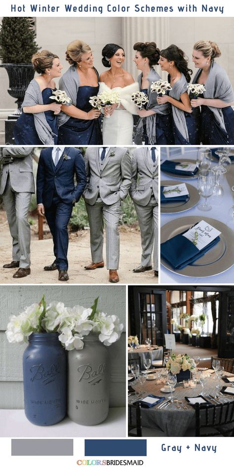 Navy Blue Winter Wedding, Xv Invitations, Navy Wedding Colors, Winter Wedding Color Palette, Blue Winter Wedding, Wedding Color Palettes, Fall Wedding Color Palette, Wedding Color Combos, Wedding Color Trends