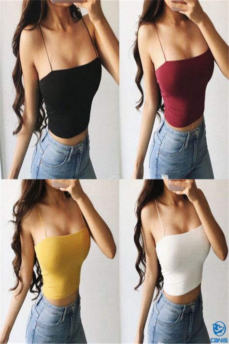 wholesale women's tanks & camis-Wholesale cheap camis gender -summer women sexy camis strappy tank crop femme strapless top sleeveless cotton cami bustier vest female bralette women clothing from Chinese women's tanks & camis supplier - dajiaostar on DHgate.com. Black Crop Top Outfit Casual, Black Crop Top Outfit, Top Rojo, Elegant Crop Top, Crop Top Outfit, Spaghetti Strap Crop Top, Vest Crop Top, Colorful Crop Tops, Casual Tanks