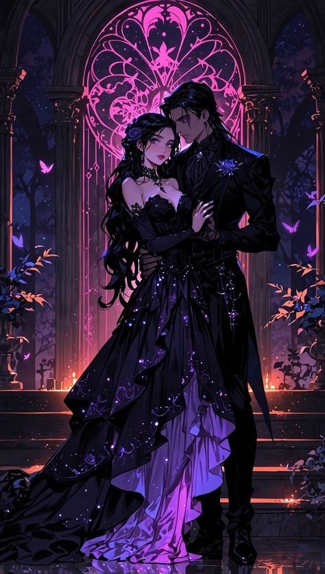 Fantasy Romance Couples, Anime Goth Couple, Dark Fantasy Couple Art, Dark Fantasy Romance Art, Gothic Couple Aesthetic, Dark Romance Wallpaper, Gothic Romance Aesthetic, Halloween Romance, Dark Romance Art