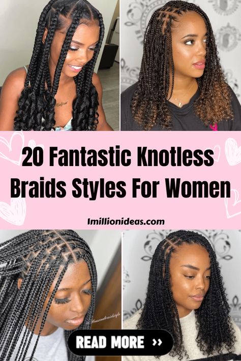 Knotless braids are very trendy among women with curly and wavy hair of all ages. In addition to being easily stylish, they… Knotless Braids Styles, Triangle Braids, Knotless Box Braids, Braids Styles, Updo Styles, Small Braids, Braids With Curls, Oval Face Shapes, Knotless Braids