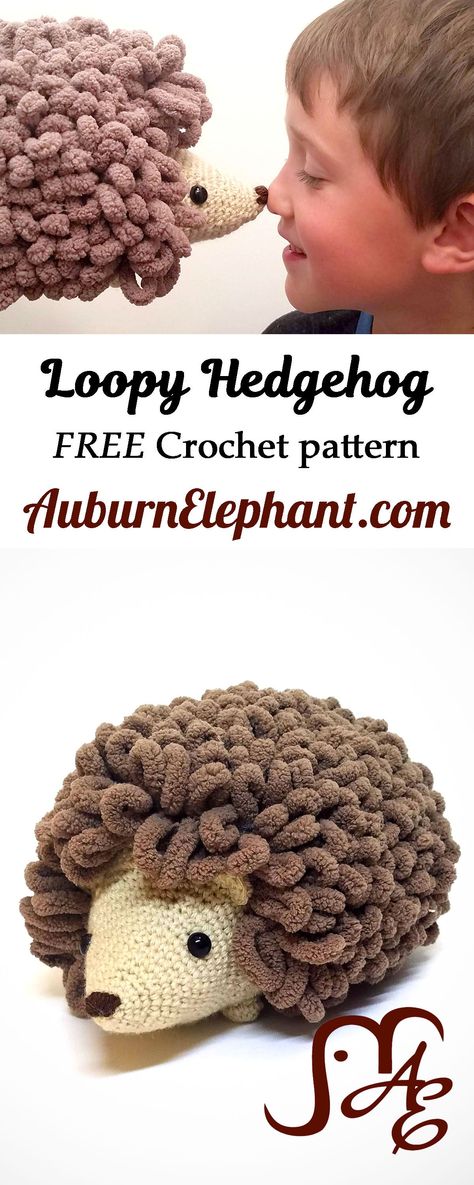 Free Crochet Pattern for this Loopy Hedgehog, using Lion Brand Off The Hook yarn. Loop Stitch Crochet, Chunky Yarn Crochet Pattern, Crochet Blanket Yarn, Yarn Projects Crochet, Yarn Animals, Chunky Yarn Crochet, Loopy Yarn, Finger Knitting Projects, Pattern For Crochet