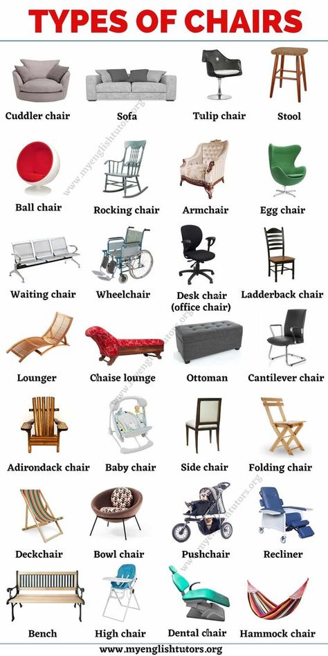 Types Of Chairs, अंग्रेजी व्याकरण, Tatabahasa Inggeris, English Learning Spoken, English Vocab, General Knowledge Book, English Verbs, Learn Facts, Interesting English Words