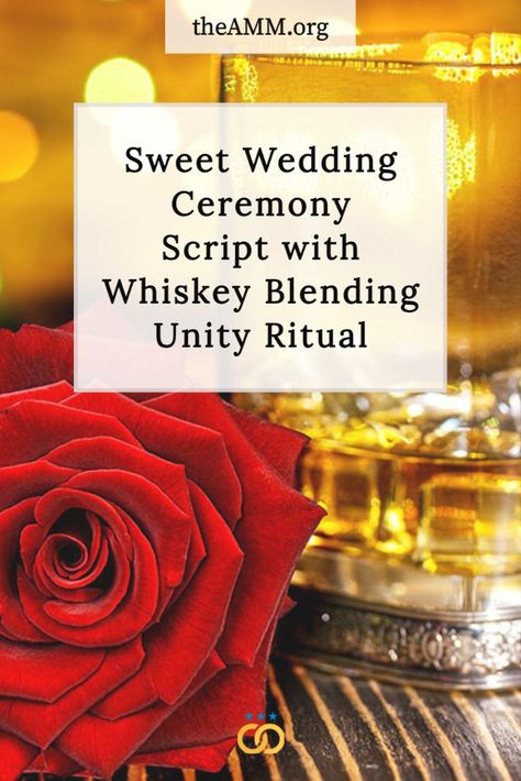 This simple wedding ceremony script includes a unique whiskey blending unity ritual, with sweet words from the officiant that share the meaning and symbolism of barrel aging rye, and richness that develops over time in a loving and lasting marriage. With an intimate vow and ring exchange, declaration of intent, and pronouncement, this unique officiant script was written by ordained AMM Minister Jessica Gutierrez. Officiant Wedding Script Simple, Wedding Vows For Officiant, Simple Wedding Vows For Officiant, Whiskey Blending Ceremony, Modern Wedding Officiant Script, Ring Exchange Wording For Officiant, Whiskey Barrel Unity Ceremony, Commitment Vows, Wedding Officiant Script Short