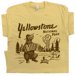 National Park Shirts, Yellowstone T Shirts, National Park Shirt, Camping Tee, Vintage Camping, Yellow T Shirt, Yellowstone National Park, T Shirt Funny, Asheville